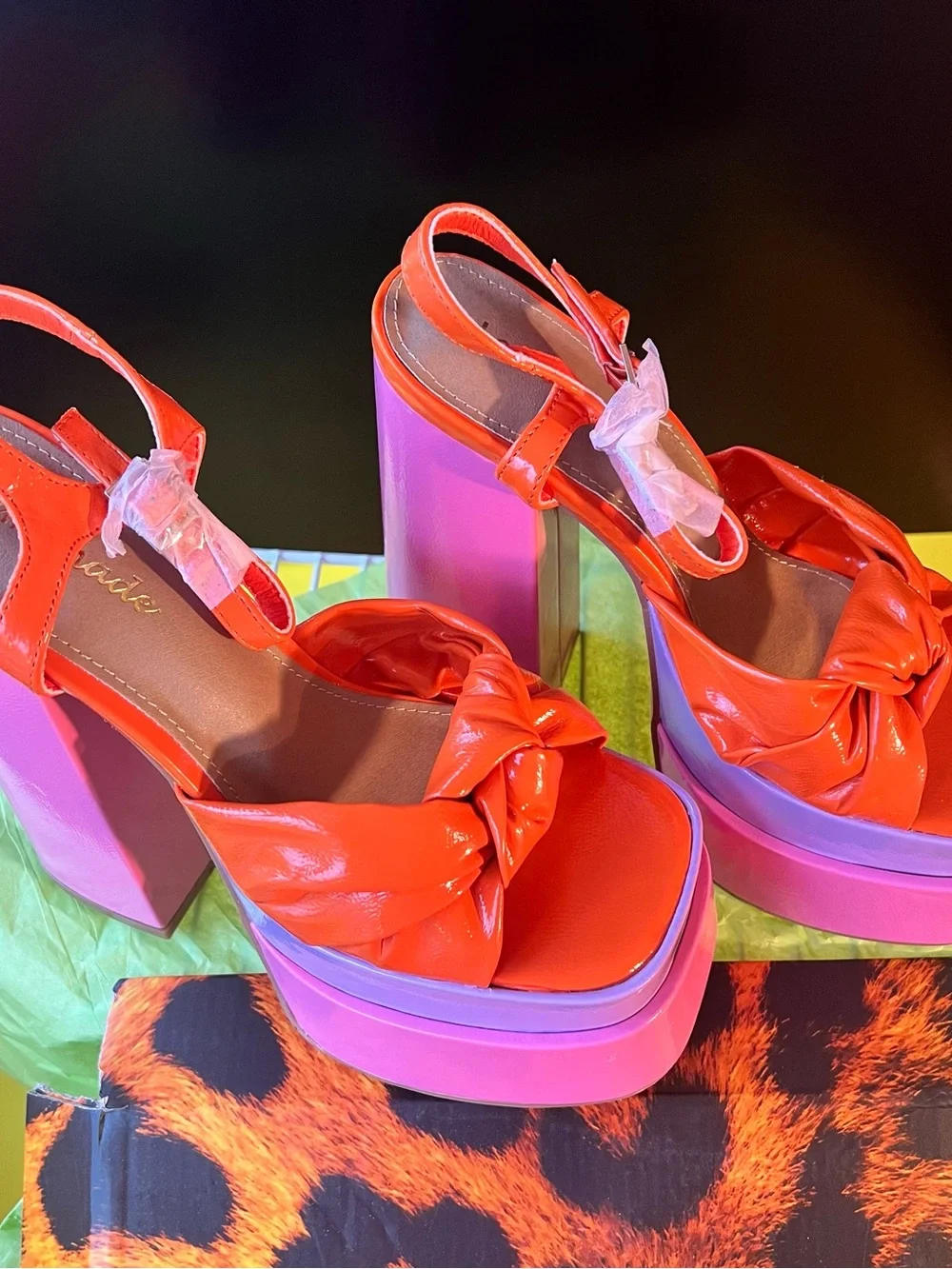 Lemonade Orange & Pink Knot Platform Sandals - Picture 12 of 15